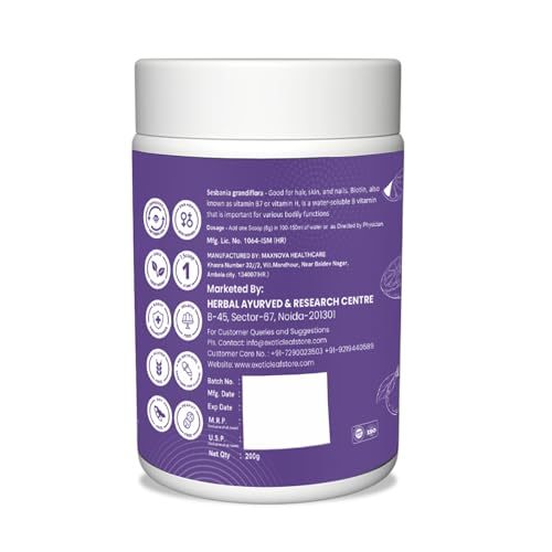 Image of Plant-Based Biotin Hair 10000mcg Supplement | For Men and Women | Hair Growth with Sesbania, Amla, Bamboo & Orange | Hair Control | Healthy Hair, Skin & Nails | 200g (Pack of 3)