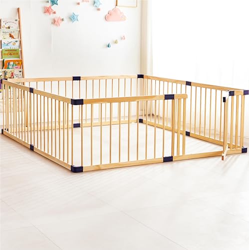 Image of Playpen for Babies and Toddlers,Baby Playpen Fence Yard Wood,Wooden Baby Playpen for Babies and Toddlers,Wooden Baby Play Fence Yard Play Area(180X240)