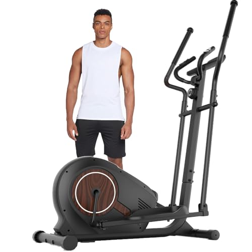 ANCHEER Home Gym Elliptical Trainer Machine, Silent Magnetic Cross Trainer with LCD Display, 14-Level Resistance & Heart Rate Monitor, 400Lbs Capacity Cardio Equipment