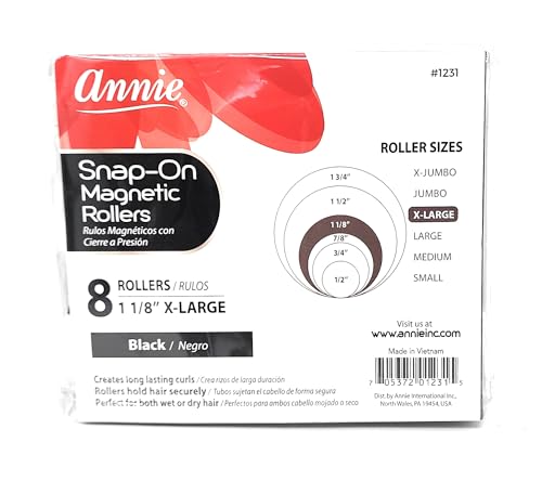 Annie Snap On Magnetic Rollers 1 1/8" Black 8 pack image 4
