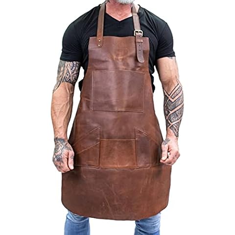 LINDSEY STREET Leather Apron with Pockets Cover