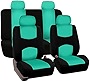 FH Group Car Seat Covers Full Set Mint Cloth - Universal Fit Automotive Seat Covers, Low Back Front Seat Covers, Solid Back Seat Cover, Washable Car Seat Cover for SUV, Sedan and Van