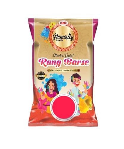 Namastey 6 Holi Color Powder Packets - 200g Each - 6 Colors - Spring Green, Blossom Pink, Peach Orange, Marigold Yellow, Carnation Blue, Rose Red - for Toss, Rangoli, Fun Run, War, Party & Festival
