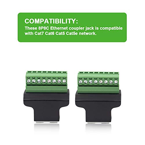 Adaptador conector RJ45 tornillo 2 unidades Poyiccot miniatura 4