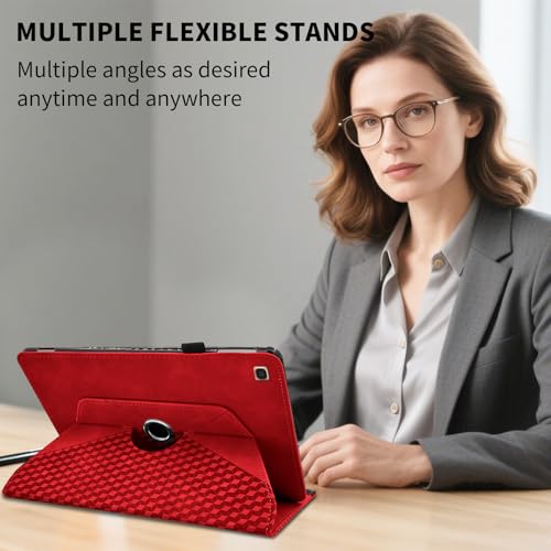 Kitzomi Rotating Case for Samsung Galaxy Tab A 10.1 2019 Model SM-T510/T515,360° Rotating Multi-Angle Viewing Stand Cover PU Leather Business Folio Protective Cases, Red by Kitzomi - Used condition - Image 4