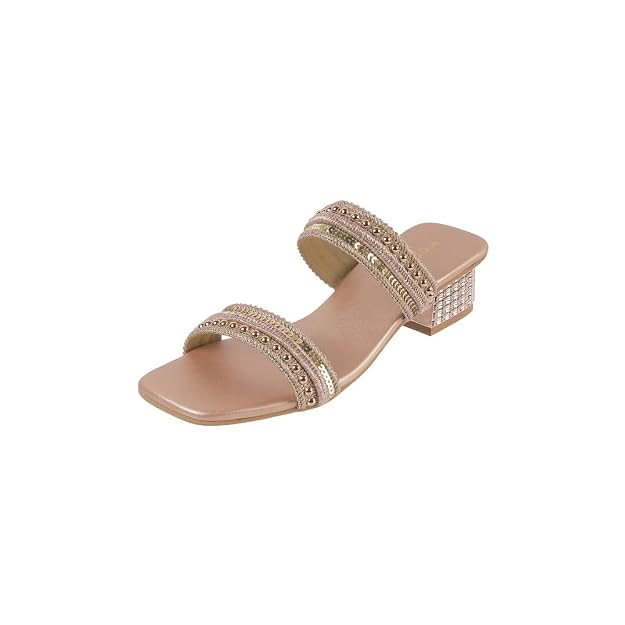 Mochi Women Block Heel Sequin Strap Fashion Slip-on Sandal - How to Style Your Kurta Set for Festive Occasions