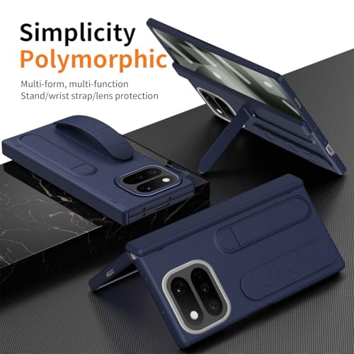 Coque Pixel 11 Pro Fold bleu avec film protecteur intégré et support antichoc - 4