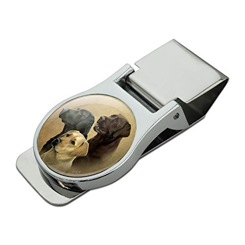 Labrador Retriever Trio Dogs Portrait Satin Chrome Plated Metal Money Clip