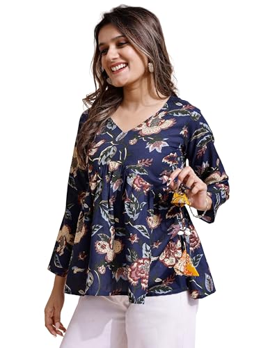 Image of Youthnic Women's Poly Rayon Printed Alia Cut Peplum Top | Top for Office | Women's Tunics | Short Kurti Women| Regular Fit