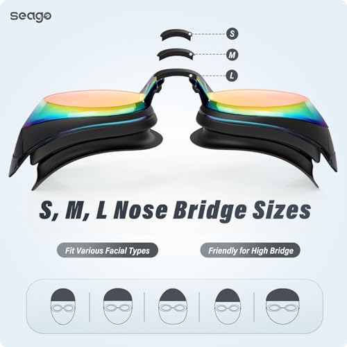 Image of Swimming Goggles 2 Pack Swim Goggles Anti Fog Goggles Adult Swimming UV Protection Also Goggles Kids Swimming Fit for Adult Men Women Youth Kids Boys Girls Mirrored Lens Silicone Seal Clear Vision