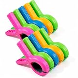 10 Pack Beach Towel Clips for Beach Chairs, Large Towel Holder for Pool Chair On Cruise, Heavy Duty Rainbow Clothes Pins, Laundry Clip Cruise Essentials Colored