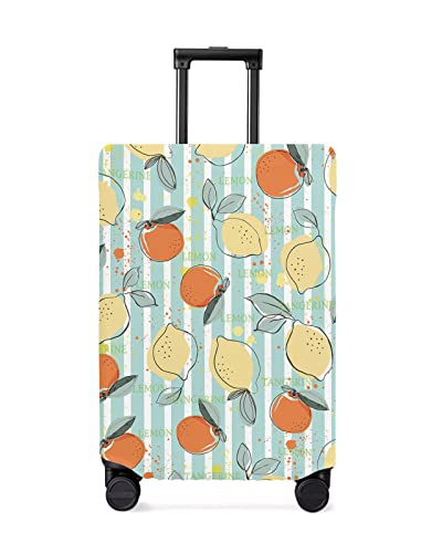 Travel Luggage Cover Large Suitcase Cover Fit for 26-28 Inch Luggage Luggage Protector Suitcase Cover Scratchproof Watercolor Art Lemon Texture Green Stripes Luggage Cover Protector for Suitcase