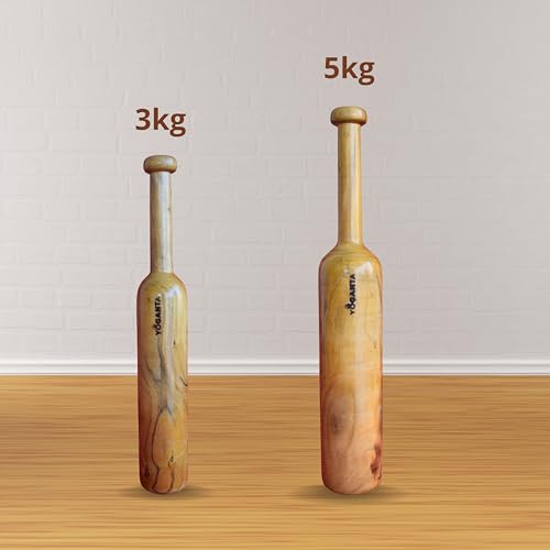 Image of Mudgar | Indian Club, Karla Kattai, Mudgal, Mugdar, Clubbell, Meel - for Strength Training, Shoulder Mobility & Functional Fitness | Handcrafted from Natural Wood & Polished (3, Kilograms)