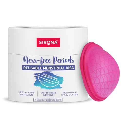 Image of Sirona Reusable Menstrual Cup Disc for Women - Large | Made with 100% Medical Grade Silicone | Odour, Rash & Itch-Free Period | Leak-Proof Protection for 8-10 Hours | Non Toxic & Phthalate Free