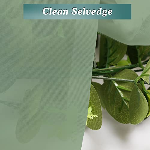 Image of Chyhomenyc Sheer Window Curtains 144 inch Extra Long 2PCS, Airy Scarf Drapes Rod Pocket Window Treatments for Christmas /Wedding /Living Room /Anniversary, 12FT L, 42Wx144L, Sage Green