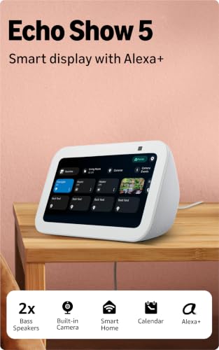 Amazon Echo Show 5, smart display with Alexa+, 2x bass speaker, c...