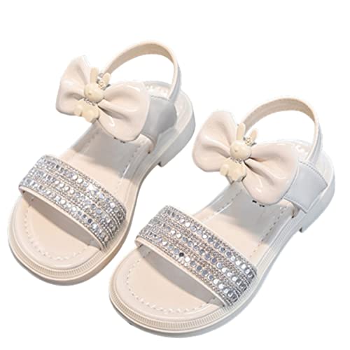 Kids Girls Rhinestone Sandals Little Kid Summer Rabbit Bow Open Toe Sandals Cute Princess Sandals (White, 13.5 Little Child)