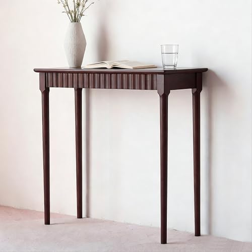 WPWSDWMX Mesa Consola De Madera Maciza con Cajón Oculto, Diseño Ondulado, Mesa Auxiliar Contemporánea para Pasillo Y Sala De Estar(Brown,80cm/31in)
