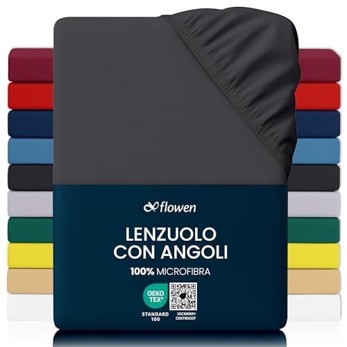 Lenzuola Matrimoniali con Angoli 160x190 cm Grigio Scuro in Microfibra