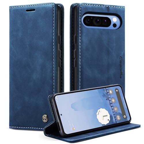 Azororo Handyhülle für Google Pixel 10 Pro XL 5G Hülle Premium Lederhülle Flip Hülle Magnet Tascher Kartenfach Standfunktion Klapphülle Schutzhülle für Google Pixel 10 Pro XL, Blau