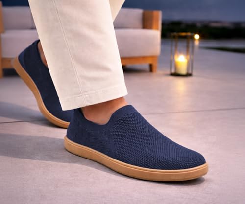 Image of Kraasa Men's Casual Slip-On Loafers | Soft Knitted Upper Breathable Flex Upper | Lightweight Comfort Shoes | TPR Sole
