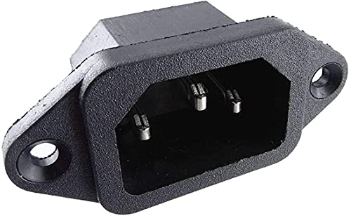 Kaltgeräte Steckverbinder Buchse C-14, Belastbar bis 10A/250V mit 2 Loch Rahmenbefestigung, 3-pins IEC Panel, Schwarz, Lötansschluss Kaltgeräte Steckverbinder Buchse C-14, Belastbar bis 10A/250V mit 2 Loch Rahmenbefestigung, 3-pins IEC Panel, Schwarz, Lötansschluss