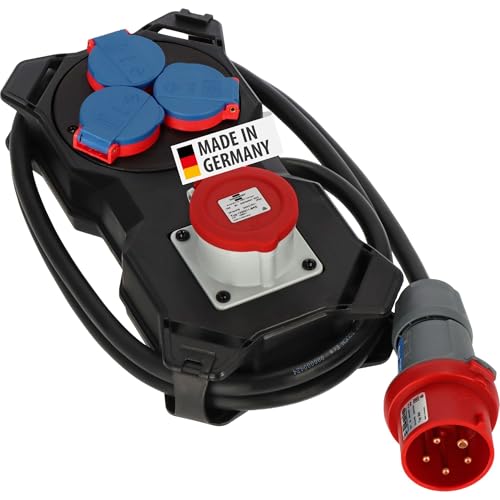 Brennenstuhl Stromstation/Stromverteiler 16A (2m H07RN-F 5G2,5 Kabel, für Baustelleneinsatz und ständigen Einsatz im Außenbereich IP44, für Wandaufhängung geeignet, Made in Germany)