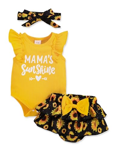 Image of Doresbebe Newborn Baby Girl Clothes Infant Outfits Summer Shorts Set Floral Romper+Cute Baby Skirt +Headband
