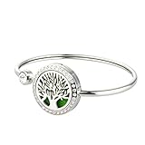 Tree of life Essential Oil Diffuser Bracelet - Stainless Steel Aromatherapy Locket Bangle - Perfect holiday Gift For Family Or Adult By JAOYU