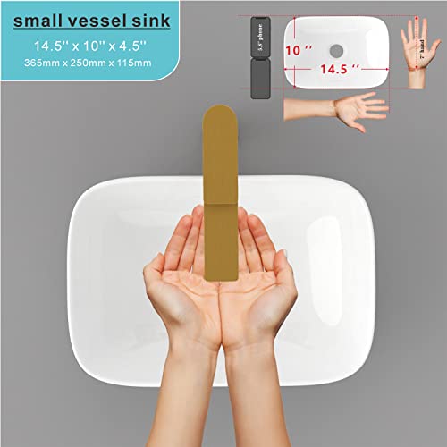 J-Family 14.5''X10'' Bathroom Small Vessel Sink Above Counter White Porcelain Ceramic Sink Bowl Small Vanity Sink Lavatory Wash Hand Basin #TOP1