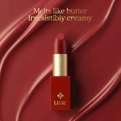 Image of Just Herbs Luxe Satin Melt High Shine Lipstick | Luxury Makeup | Ayurvedic Formula | Long Lasting Shine | Ayurvedic Lipstick - 4 gm (04 EMPRESS MAROON)