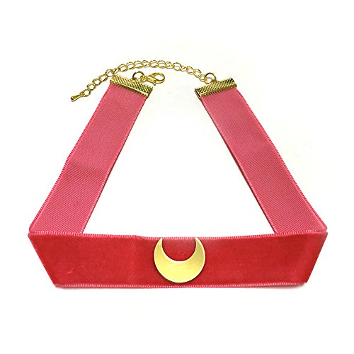 3GARDEN Cosplay Choker Red Velvet with Moon Necklace