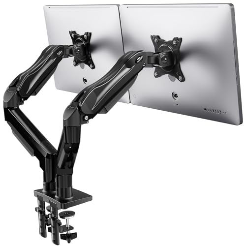 HUANUO Support Ecran PC 2 Ecran de 13 à 32 Pouces, Bras pour Écran Pc pour Écrans Plats, Gaming Bras Ecran PC VESA 75x75/100x100mm (Noir)