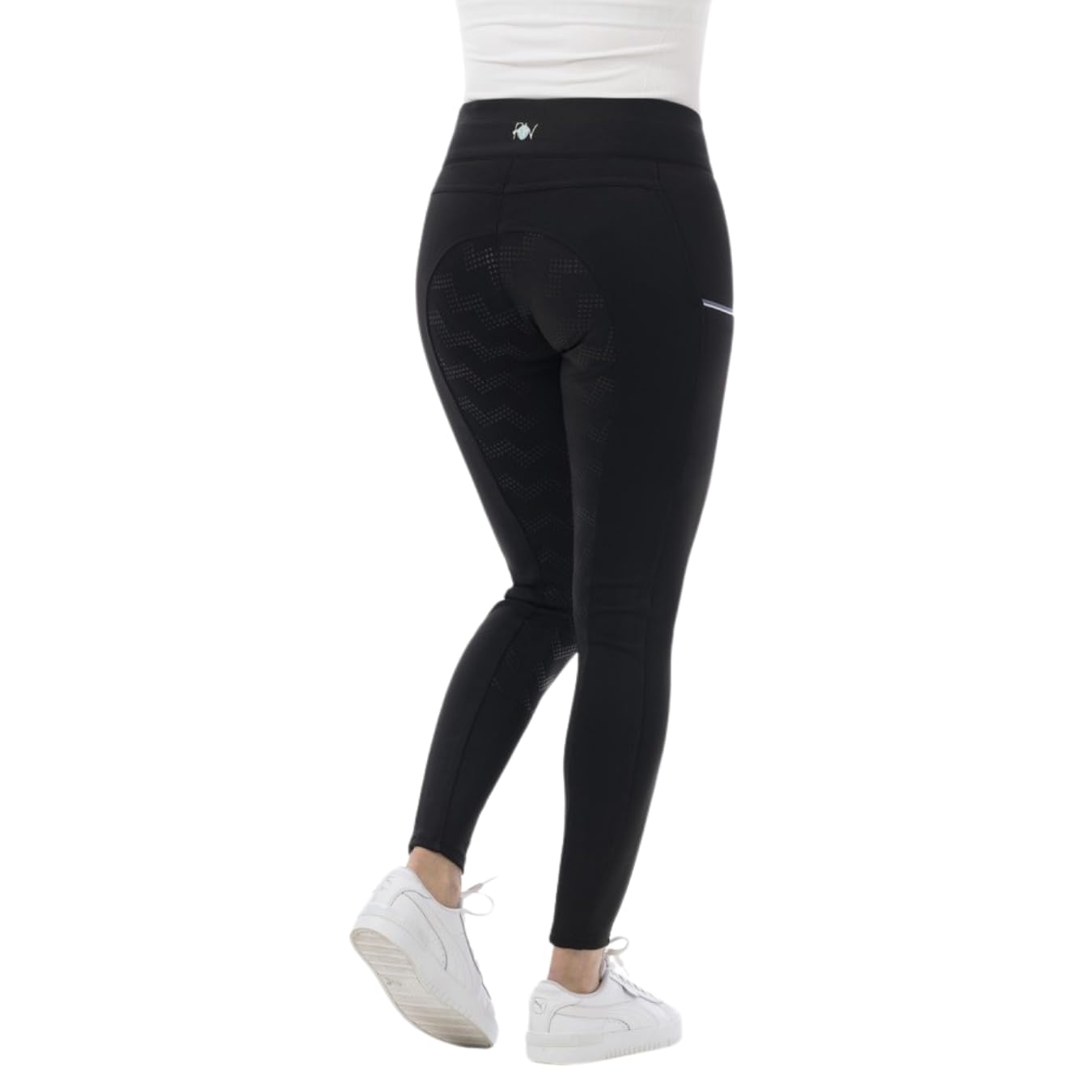 Riding World - Reitleggings für Damen Agadir | Leggings zum Reiten | Reithose mit Silikon-Vollbesatz & breitem Bund | Reiterhose mit 2 Handytaschen | Damen Reitbekleidung in Schwarz | Größe 38
