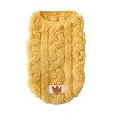 Timoya ペット服 犬服 冬 防寒服 猫 小中型犬 秋冬服 洋服 可愛い 柔らかい モコモコ 防寒 コート 人気 ドッグウェア 犬猫用品 お散歩 お出かけ(M,イエロー)