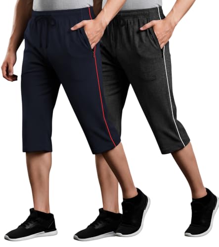 Image of FEEL TRACK Men's Regular Fit Three Fourth Capri (Pack of 2)