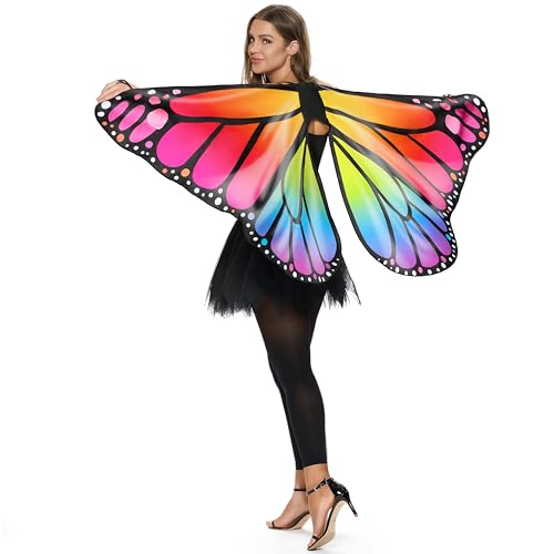 Spooktacular Creations Halloween Butterfly Costume Women, Rainbow Butterfly Wings for Women Halloween Dress Up Party Cosplay, Party Events