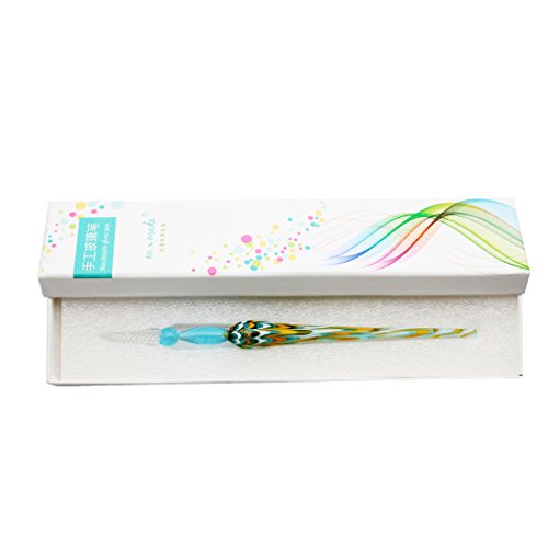 Gullor Glass Dip Pen Vintage Handmade Glass Signature Pen Crystal Dip Sign Pen Gift Pen, Light Blue #TOP3
