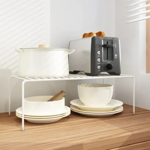Kit Com 3Organizador De Armario Prateleira De Cozinha Rack Aramado Grande Em Aço (Branco)