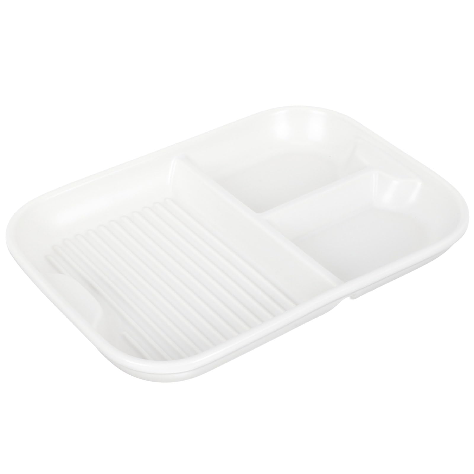 POPETPOP Assiette Séparée Plateau Décoratif en Céramique Blanche à 3 Compartiments Finition Lisse et Brillante pour Restaurants et Service de Snacks