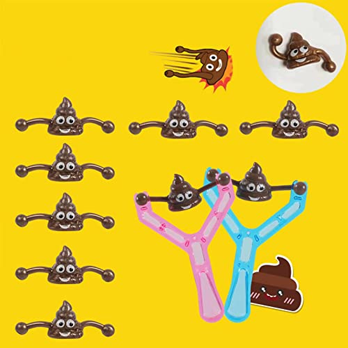 2Pcs Popular Catapult Poo Slingshot With 12Pcs Poop Bullets, Venting Tricky Poop Slingshot Stress Relief Toy, Novetly Smiling Poop Face Emoticon Outdoor Toy For Kids And Adults #TOP5