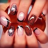 Evadollina Halloween Nägel, 24 Stück Kürbis Press on Nails, Halloween Nails, Nägel Zum...
