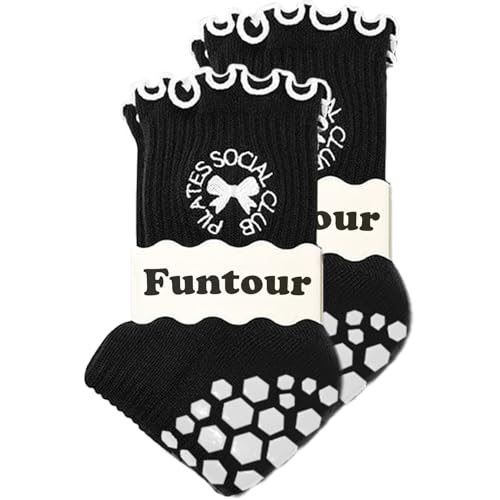 Image of Pilates Grip Yoga Socks For Women Barre Socks Cute Athletic Non Slip Sock | Soft cotton, breathable Non-slip grip sole Ruffle embroidery design For pilates barre yoga Cute women's gift