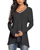 Anlässe: Die Blusen sexy V-ausschnitt Sweatershirt sehr geeignet für Datum, Hauskleidung, Urlaub, überall. YOINS Damen Pullover Langarmshirts Damen Herbst T-shirt perfekt für den entspannten Stadtbummel mit der besten Freundin .