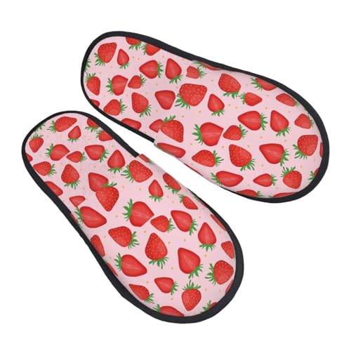 Strawberries Print Women Slippers Home Furry Shoes Keep Men Couples Shoes Warm For Women-2