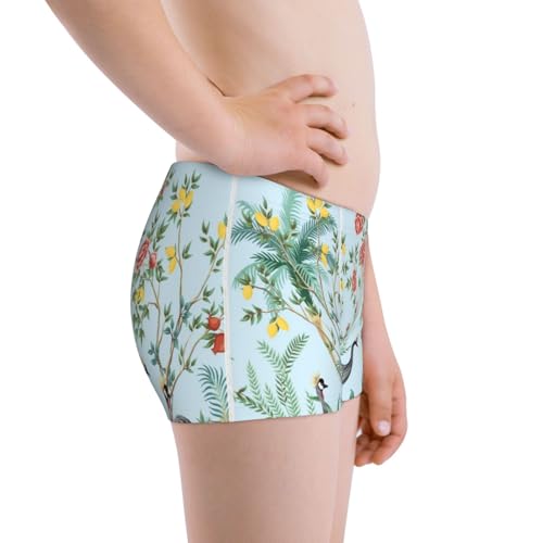 Boys' Cotton Boxer Brief Soft Underwear-Chinoiserie Floral Palm Tree2