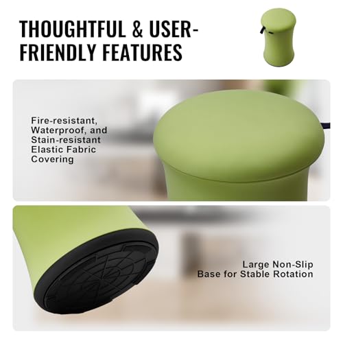 Image of Happybuy Wobble Chair, Height-Adjustable (19.3-25 inch) with Fabric Cover, Flexible Wobble Stool, Iron & Sponge Construction, 20 Tilt Angle, Ideal for School, Office & Home, Ages 12-18, Green