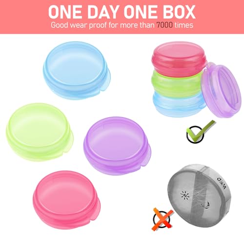 Image of 4 Pcs Mini Pill Organizer Small Pill Box Cute Portable Pill Case for Pocket Purse Travel Storage Containers Earplug Case Medicine Dispenser Vitamin Holder(Blue+Pink+Purple+Green)