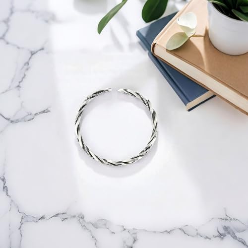WEISHINA 999 Sterling Silver 26g Braided Cuff Bangle Bracelet - Hypoallergenic Jewelry for Men & Women2