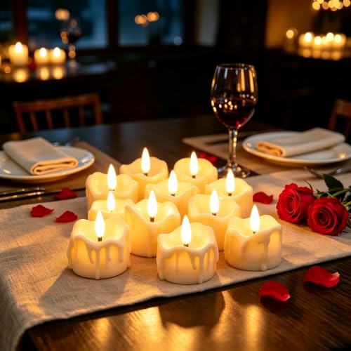 Image of 48 Pack LED Timer Tea Lights Battery Operated, Flameless Flickering Timer Votive Candle Lights, Small Electric Flicker Fake Tealight Candle Bulk for Christmas Party Halloween Pumpkin Decorations